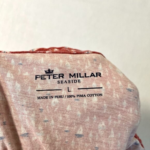 Peter Millar Seaside Sailboat Polo Shirt Summer Vacation Pima Cotton size Large - Picture 5 of 5